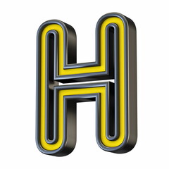 Poster - Yellow black outlined font Letter H 3D