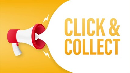 Aufkleber - Megaphone click and collect banner. Flat style. Website icon. Motion graphics.