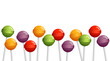 A line of colorful candy lollipops
