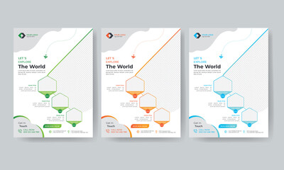 creative tour and travel flyer template modern concept design for travel agency with contact and ven