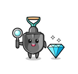 Wall Mural - Illustration of shovel character with a diamond