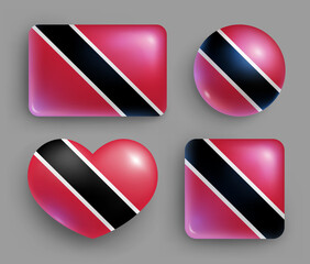 Wall Mural - trinidad and tobago country flag glossy button set. american island state national flag, shiny geome