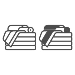 Poster - Stack of towels line and solid icon, interior design concept, stack of folded towels vector sign on white background, outline style icon for mobile concept and web design. Vector graphics.