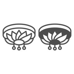 Poster - Chandelier line and solid icon, interior design concept, ceiling lighting vector sign on white background, outline style icon for mobile concept and web design. Vector graphics.