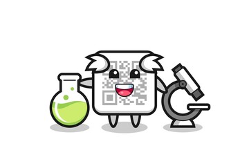 Wall Mural - Mascot character of qr code as a scientist