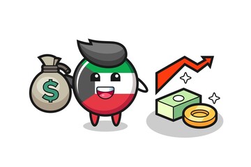 Sticker - kuwait flag badge illustration cartoon holding money sack