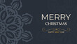 © Javvani - Holiday card Merry Christmas and Happy New Year in dark blue color with luxury blue pattern