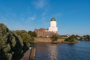 Wall Mural - View of Vyborg castle and St. Olav’s tower. Summer season. European part of Russia.