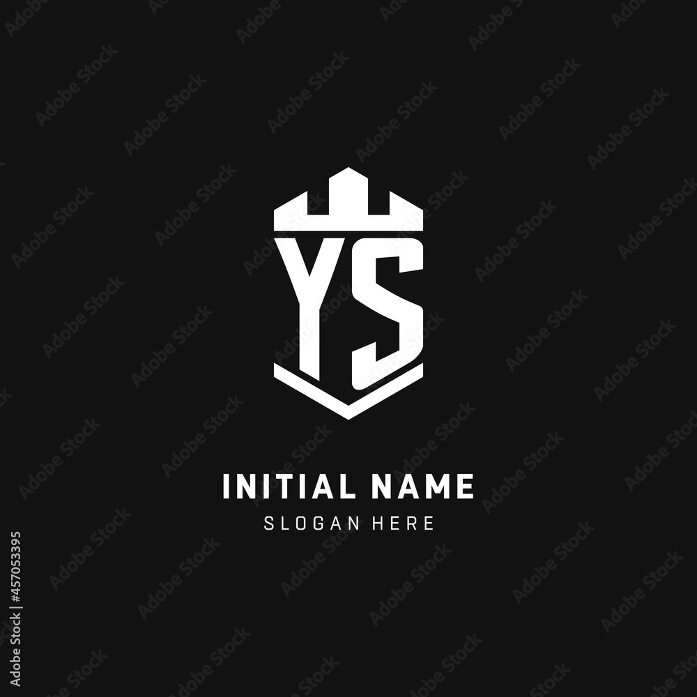 YS monogram logo initial with crown and shield guard shape style Stock ...