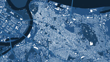 Detailed Blue Map Poster Of Belgrade City, Linear Print Map. Skyline Urban Panorama.