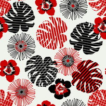 Seamless Pattern With Exotic Flowers