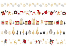 クリスマスの様々な種類の罫線のベクターイラストセット(背景,クリスマス,X'mas)