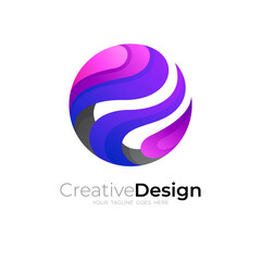 Abstract globe logo and colorful icon template