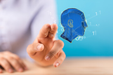 Poster - Human head and brain.Deep learning , Machine learning and artificial intelligence , AI Technology,