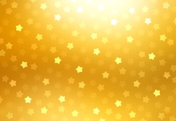 Canvas Print - Golden shiny stars bokeh on yellow background for New Year design.