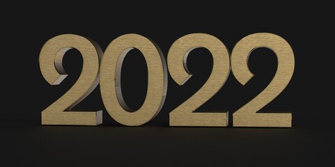 Aufkleber - Gold number 2022 isolated on white background. 3d illustration