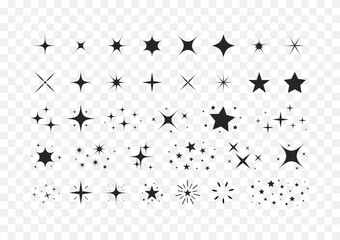 Aufkleber - Set of stars and sparkles isolated on white background. Sparkles symbols. Sparks and stars Vector illustration