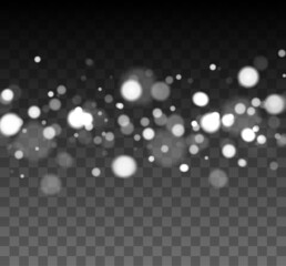 Poster - Shining bokeh isolated on transparent background. Bokeh lights with glowing particles isolated. Christmas concept