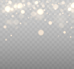 Poster - Shining bokeh isolated on transparent background. Golden bokeh lights with glowing particles isolated. Christmas concept