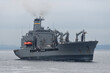 United States Navy replenishment oiler USNS Big Horn sailing in Tokyo Bay.