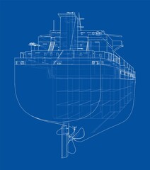 Wall Mural - Cargo ship with containers. Vector