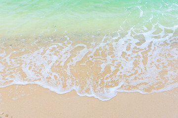 Wall Mural - Nature in twilight period which including of sunrise over the sea and the nice beach. Summer beach with blue water and purple sky at the sunset.	
