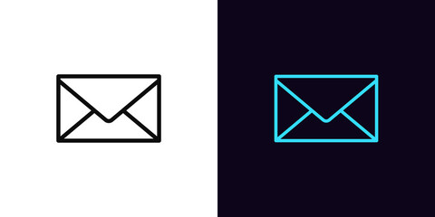 Sticker - Outline mail envelope icon, with editable stroke. Online message sign, incoming email pictogram