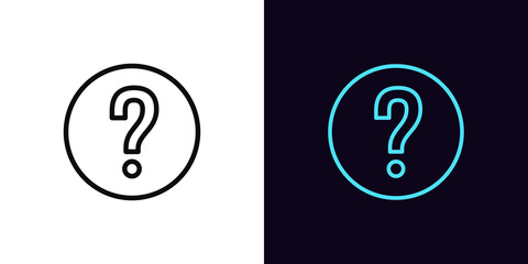 Sticker - Outline question mark icon, with editable stroke. Linear question sign, query pictogram