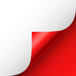 © 32 pixels - Red paper curl. Curled page corner with shadow. Blank sheet of paper. Colorful shiny foil. Design element for advertising and promotion. Vector illustration.