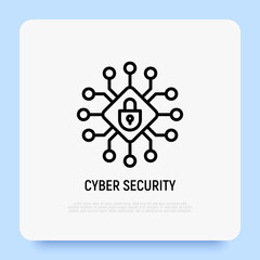 Wall Mural - cyber security thin line icon. modern vector illustration of data protection.