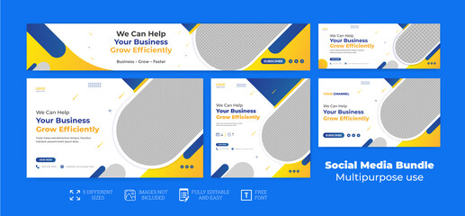 Wall Mural - webinar facebook cover banner template social media post youtube thumbnail web banner package bundle