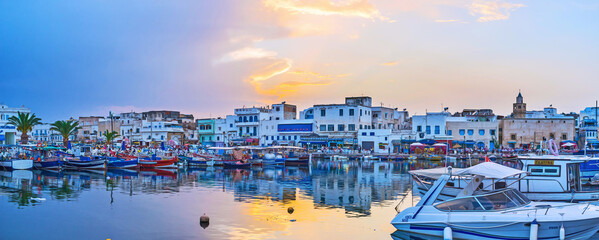 Poster - Panorama of the port on sunset, Bizerte, Tunisia