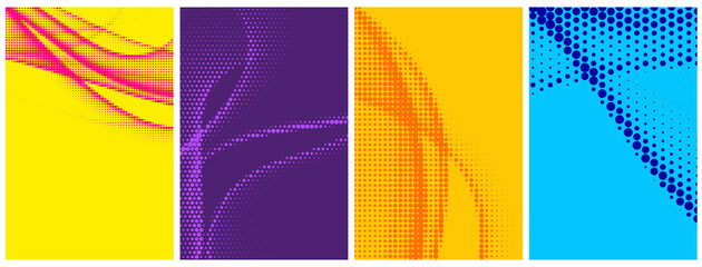 Wall Mural - Set of abstract halftone colorful backgrounds.