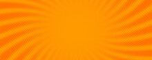 Orange Dotted Halftone Sunbeams Background.