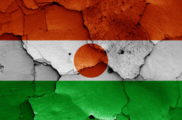 Wall Mural - flag of Niger painted on cracked wall