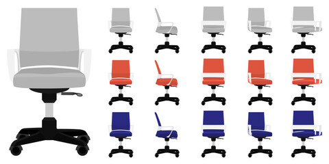 Colorful chair set with different pose