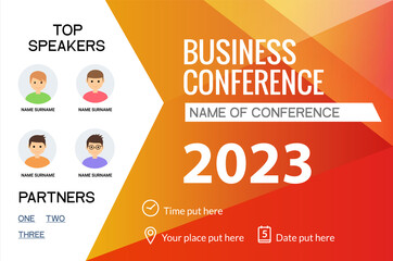 Business conference simple template invitation. Geometric magazine conference or poster business meeting design banner