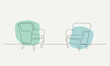 One continuous line drawing of  two armchairs. Interior concept Vector illustration
