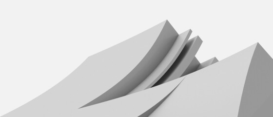 Poster - Abstract architecture Background. Geometric shapes Origami Paper for structure futuristic with Simple culture and roof shape on gray. website, banner, Copy Space -3d Rendering
