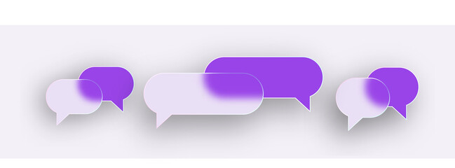 A set of dialog boxes in the style of glassmorphism. A set of popular speech bubbles. Isolated. Vector