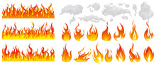 Fire Flame Smoke Icon Set