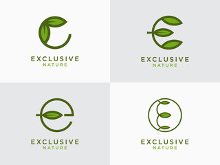 Poster - Leaf Logo Set Initial Letter Design E. - Vector