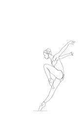 Wall Mural - Ballet Dancer ballerina in Continuous Line Art Drawing. Vector 