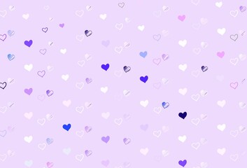 Poster - Light Purple, Pink vector backdrop with sweet hearts.