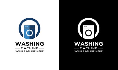 laundry washing machine logo with circle for your laundry business icon.vector illustration on white