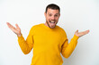 © luismolinero - Young Brazilian man isolated on white background with shocked facial expression