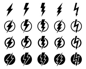 Aufkleber - snvi52 SetNewVectorIllustration snvi - 20 modern lightning bolt . thunderbolt / flash thunder icons . vector set .  circle graphic / flat transparent background . AI10 / EPS10 . g10737