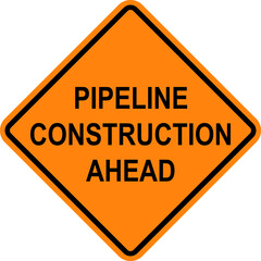 Pipeline construction caution sign. Diamond background. Warning signs and symbols.