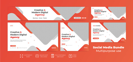 Wall Mural - webinar facebook cover banner template social media post youtube thumbnail web banner package bundle