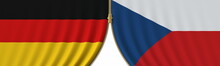 Germany And The Czech Republic Cooperation Or Conflict, Flags And Closing Or Opening Zipper Between Them. Conceptual 3D Rendering